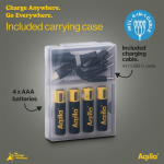 Pack de 4 pilhas AAA recarregáveis com ligação USB-C de 600mAh cor preto quinta vista