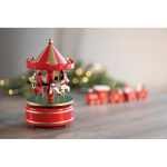 Mini caixa de música em madeira com carrossel de Natal giratório cor multicolor vista conjunto