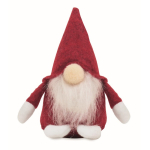 Gnomo decorativo de feltro com barba em poliéster e enchimento algodão cor vermelho