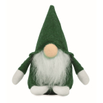 Gnomo decorativo de feltro com barba em poliéster e enchimento algodão cor verde