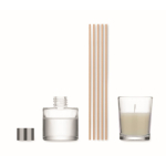 Conjunto aromático com difusor em vidro e vela com aroma a baunilha cor bege quinta vista