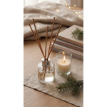 Conjunto aromático com difusor em vidro e vela com aroma a baunilha cor bege segunda vista conjunto