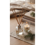 Conjunto aromático com difusor em vidro e vela com aroma a baunilha cor bege segunda vista conjunto 2