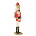 Boneco decorativo de quebra-nozes em madeira com base estável cor vermelho