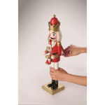 Boneco decorativo de quebra-nozes em madeira com base estável cor vermelho vista fotografia terceira vista