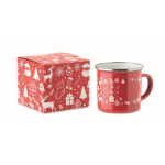 Caneca de metal esmaltado estilo natalício em caixa individual 300 ml cor vermelho