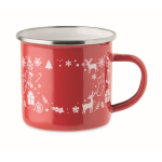 Caneca de metal esmaltado estilo natalício em caixa individual 300 ml cor vermelho segunda vista