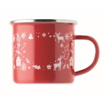 Caneca de metal esmaltado estilo natalício em caixa individual 300 ml cor vermelho quarta vista