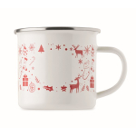Caneca de metal esmaltado estilo natalício em caixa individual 300 ml cor branco quarta vista