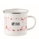 Caneca de metal esmaltado estilo natalício em caixa individual 300 ml cor branco vista principal