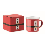 Caneca metálica esmaltada com Pai Natal e caixa de oferta 300ml cor vermelho