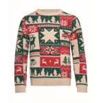 Camisola de Natal em malha 100% acrílico com tamanho único L-XL cor bege