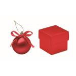 Bola de Natal para pendurar com fita e apresentada em caixa de oferta cor vermelho