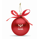 Bola de Natal para pendurar com fita e apresentada em caixa de oferta cor vermelho vista principal terceira vista