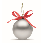 Bola de Natal para pendurar com fita e apresentada em caixa de oferta cor prateado terceira vista