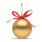 Bola de Natal para pendurar com fita e apresentada em caixa de oferta cor dourado terceira vista