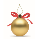 Bola de Natal para pendurar com fita e apresentada em caixa de oferta cor dourado quarta vista