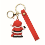 Porta-chaves de plástico com figura de Pai Natal e argola para pendurar cor vermelho segunda vista