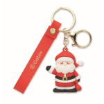 Porta-chaves de plástico com figura de Pai Natal e argola para pendurar cor vermelho vista principal