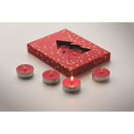 Conjunto de 12 velas de chá com aroma a canela em caixa de Natal cor verde vista fotografia quarta vista
