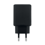 Carregador de parede UE com USB-A e USB-C de carregamento rápido 65W cor preto sexta vista