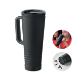 Copo térmico de aço inoxidável com parede dupla e altifalante 700 ml cor preto