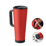 Copo térmico de aço inoxidável com parede dupla e altifalante 700 ml cor vermelho