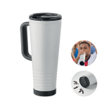Copo térmico de aço inoxidável com parede dupla e altifalante 700 ml cor branco