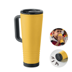 Copo térmico de aço inoxidável com parede dupla e altifalante 700 ml cor amarelo