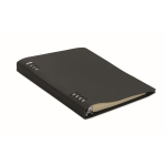 Caderno A5 recarregável com capa em PU reciclado e folhas pautadas cor preto