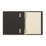Caderno A5 recarregável com capa em PU reciclado e folhas pautadas cor preto segunda vista