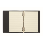 Caderno A5 recarregável com capa em PU reciclado e folhas pautadas cor preto terceira vista