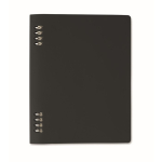 Caderno A5 recarregável com capa em PU reciclado e folhas pautadas cor preto sétima vista