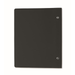 Caderno A5 recarregável com capa em PU reciclado e folhas pautadas cor preto oitava vista