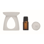 Set de queimador aromas em cerâmica com vela tealight e óleo baunilha cor branco terceira vista