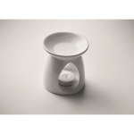Set de queimador aromas em cerâmica com vela tealight e óleo baunilha cor branco vista fotografia quinta vista