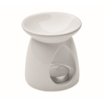 Set de queimador aromas em cerâmica com vela tealight e óleo baunilha cor branco