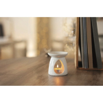 Set de queimador aromas em cerâmica com vela tealight e óleo baunilha cor branco segunda vista conjunto