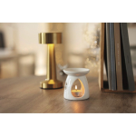 Set de queimador aromas em cerâmica com vela tealight e óleo baunilha cor branco vista conjunto principal
