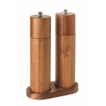 Conjunto em madeira de acácia de moinhos de sal e pimenta com base cor madeira