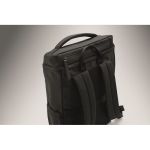 Mochila para portátil em PU com forro RPET com compartimento de 15'' cor preto vista fotografia sétima vista