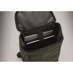 Mochila para portátil em PU com forro RPET com compartimento de 15'' cor verde-escuro vista fotografia sexta vista