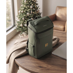 Mochila para portátil em PU com forro RPET com compartimento de 15'' cor verde-escuro vista conjunto principal