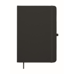 Caderno A5 de capa rígida em pele sintética reciclada, folhas pautadas cor preto