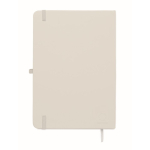 Caderno A5 de capa rígida em pele sintética reciclada, folhas pautadas cor branco quinta vista