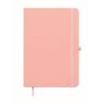Caderno A5 de capa rígida em pele sintética reciclada, folhas pautadas cor cor-de-rosa