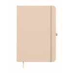 Caderno A5 de capa rígida em pele sintética reciclada, folhas pautadas cor branco-sujo