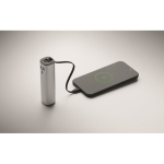 Powerbank alumínio reciclado com indicador de bateria e cabo 5.000mAh cor prateado mate sexta vista