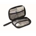 Kit de emergência 3 em 1 com rádio AM/FM e lanterna LED em saco térmico cor preto