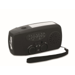 Kit de emergência 3 em 1 com rádio AM/FM e lanterna LED em saco térmico cor preto